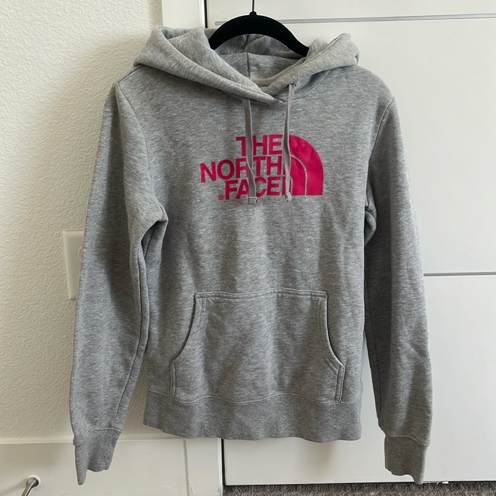 Women’s pink and grey North Face Hoodie